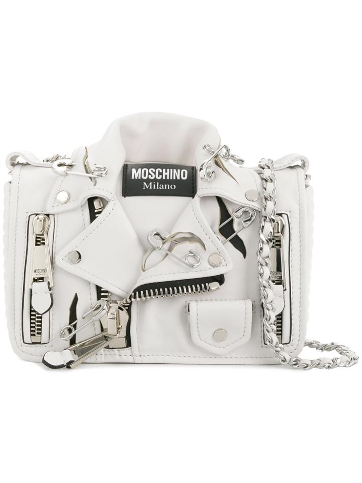 Moschino Biker Shoulder Bag - White
