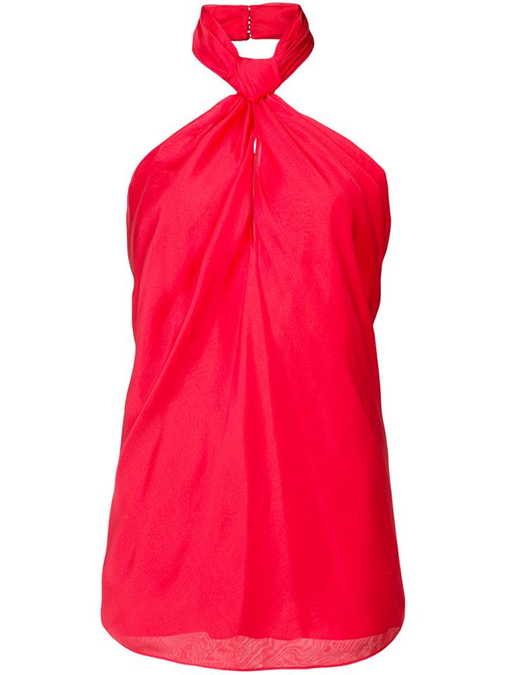 Brandon Maxwell Halter Neck Knot Top - Red