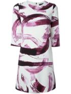 Dolce & Gabbana Brushstroke Print Dress, Women's, Size: 42, White, Viscose/spandex/elastane/silk