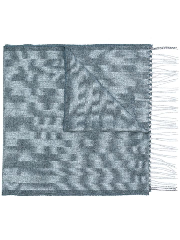 Corneliani Fringed Scarf - Blue