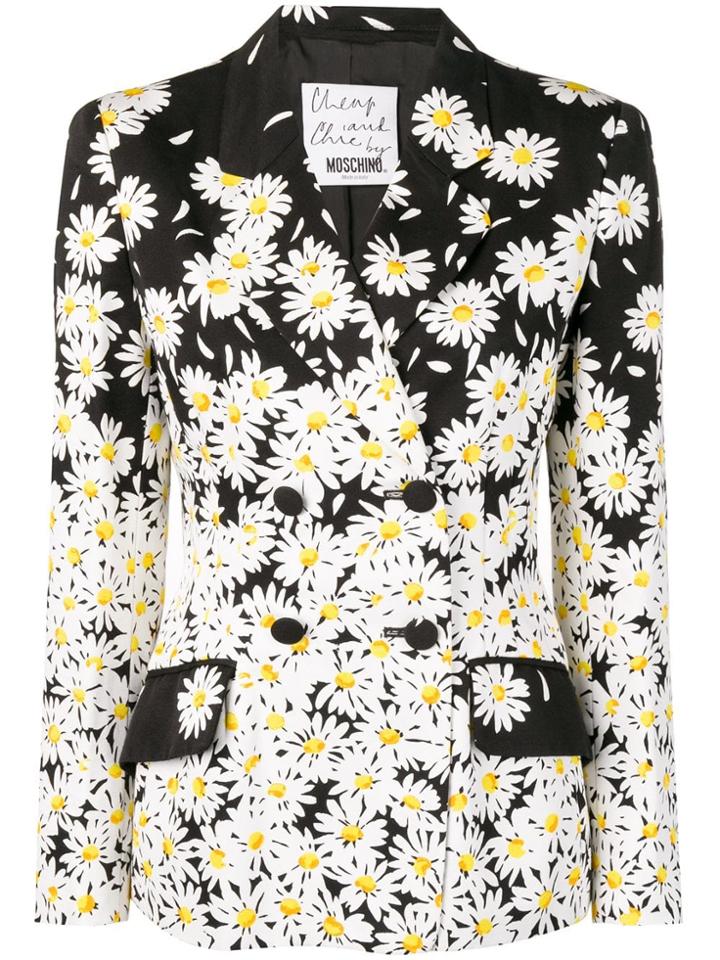 Moschino Vintage Daisy Print Double-breasted Blazer - Black
