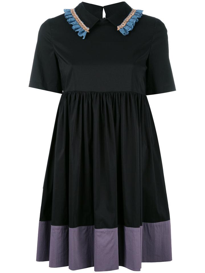 L'autre Chose Embroidered Trim Dress, Women's, Size: 40, Black, Cotton/polyamide/spandex/elastane