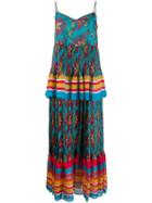 Twin-set Tiered Hem Pleated Maxi Dress - Blue