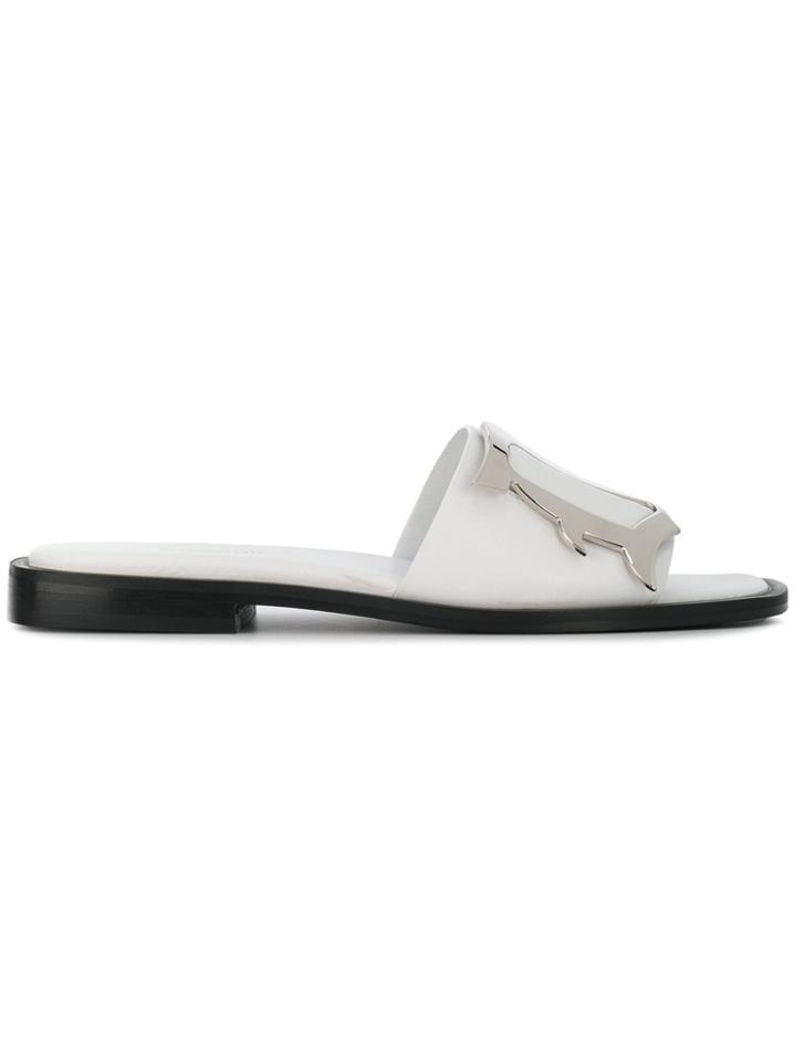 Dondup Logo Plaque Sandals - White