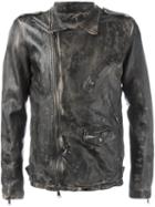 Giorgio Brato 'vintage' Biker Jacket, Men's, Size: 50, Black, Leather/cotton/polyester/silk