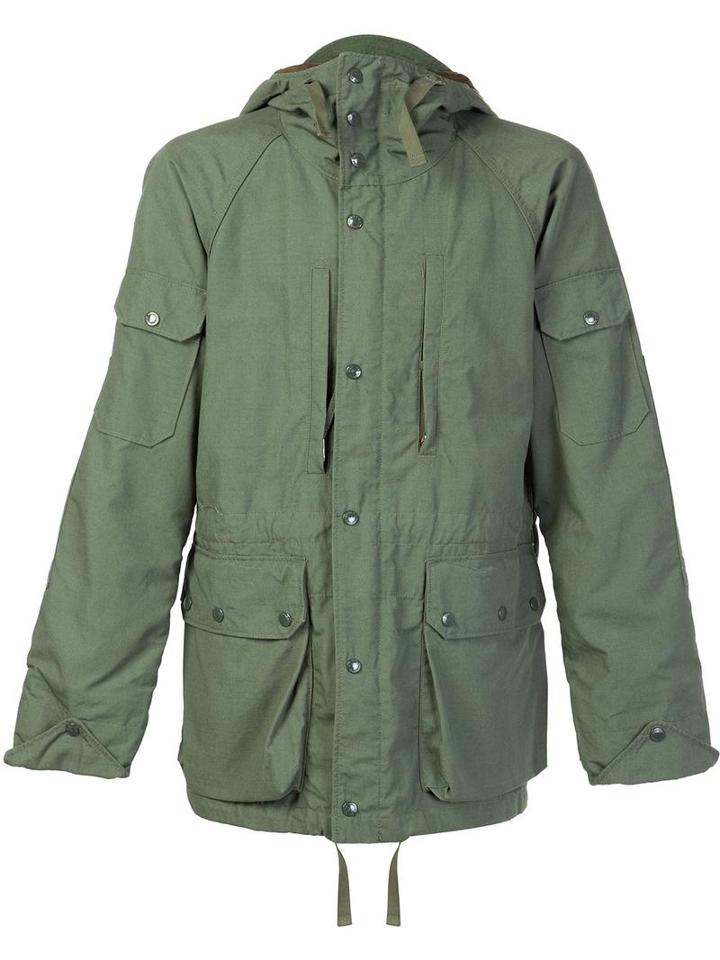 Engineered Garments Zipped Hooded Jacket, Men's, Size: Medium, Green, Cotton/nylon