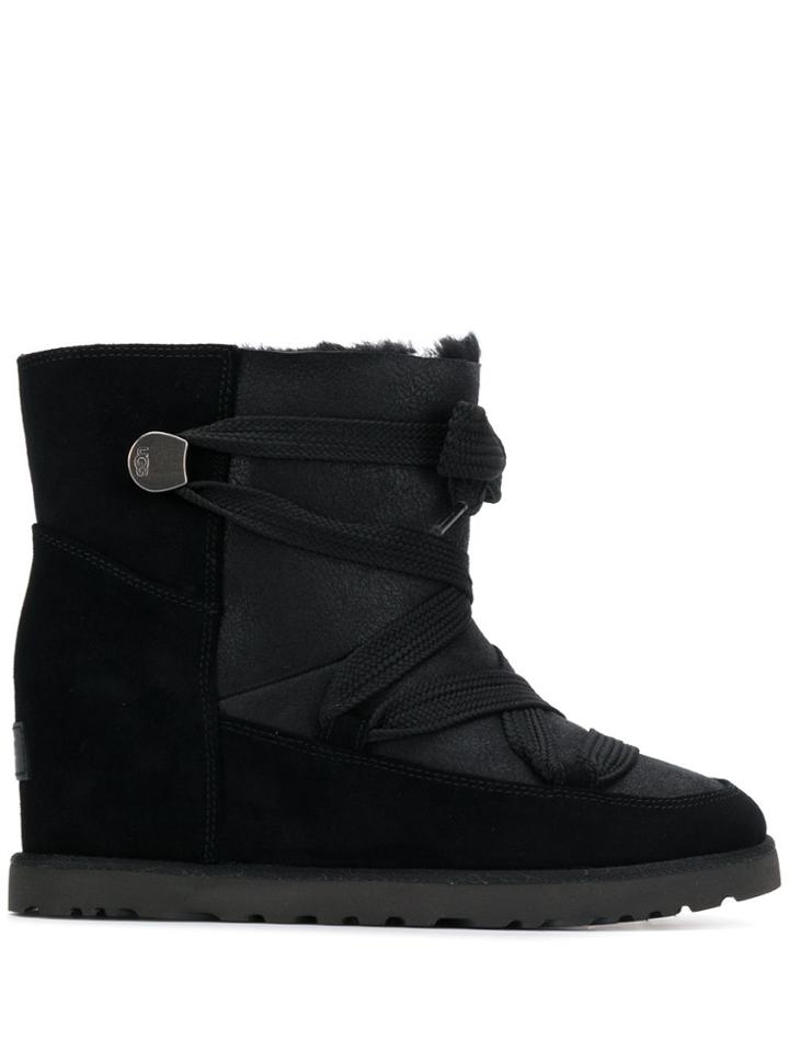 Ugg Australia Lace-up Wedged Boots - Black