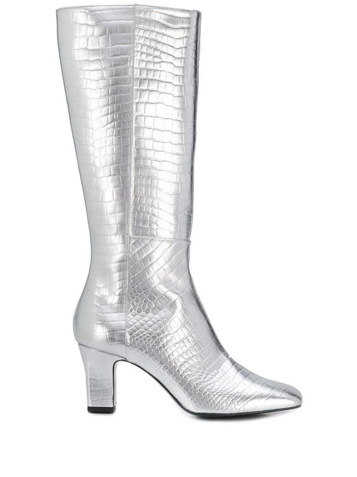 Les Petits Joueurs Metallic Pointed Boots - Silver