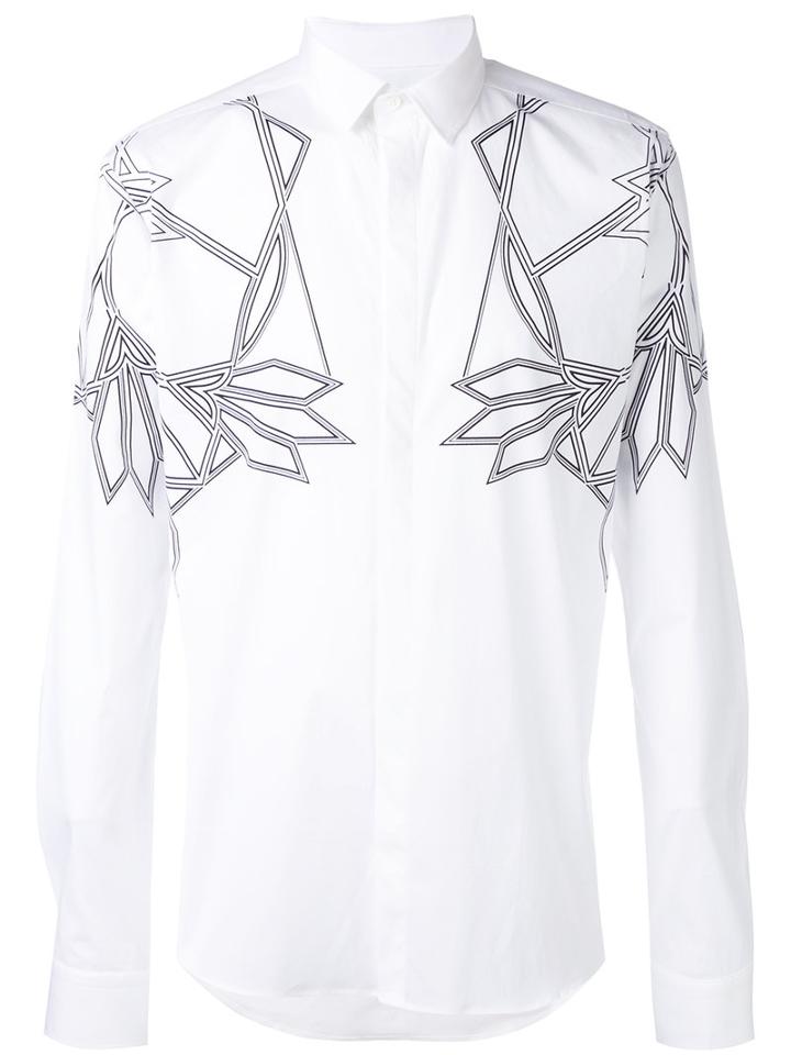 Les Hommes - Geometric Print Shirt - Men - Cotton/spandex/elastane - 48, White, Cotton/spandex/elastane