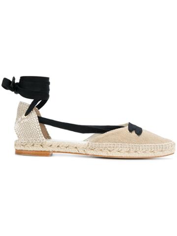 Manolo X Castaner Flat Canvas Espadrilles - Brown