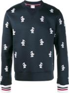 Moncler Gamme Bleu Duck Embroidered Sweatshirt, Men's, Size: Large, Blue, Virgin Wool/cotton/polyester