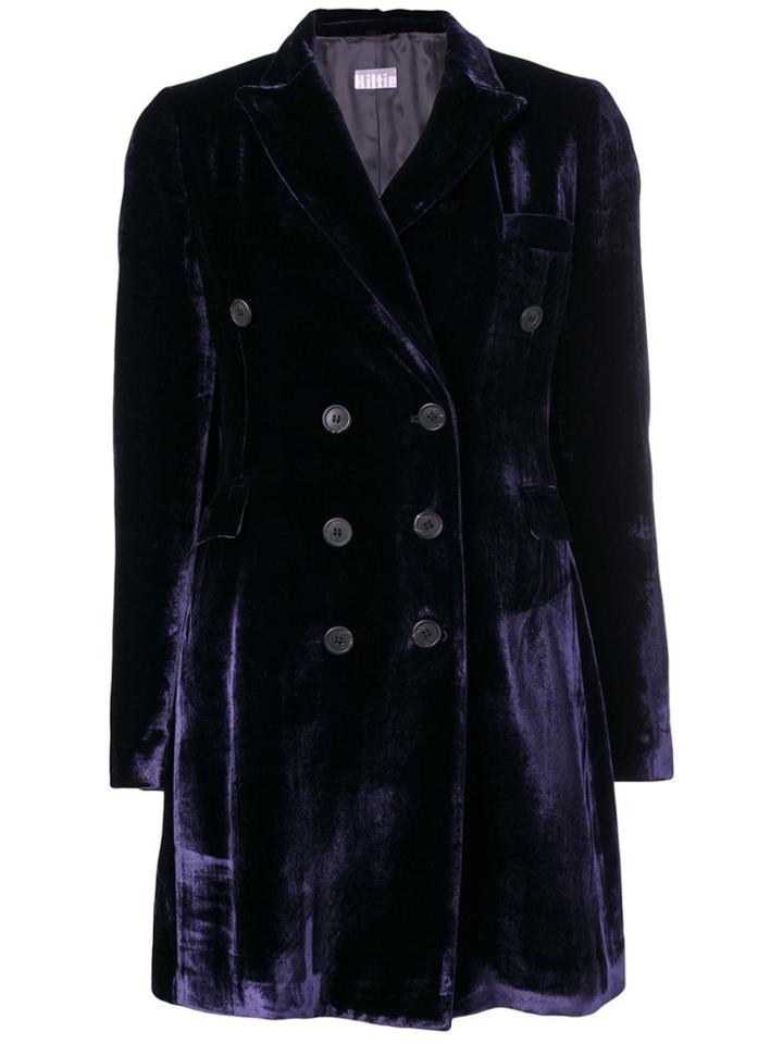 Kiltie Velvet Buttoned Blazer - Blue