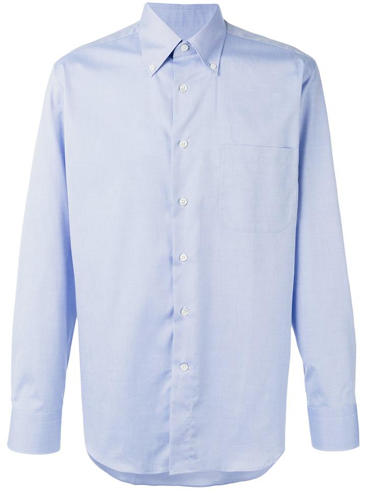 Canali - Plain Shirt - Men - Cotton - 38, Blue, Cotton