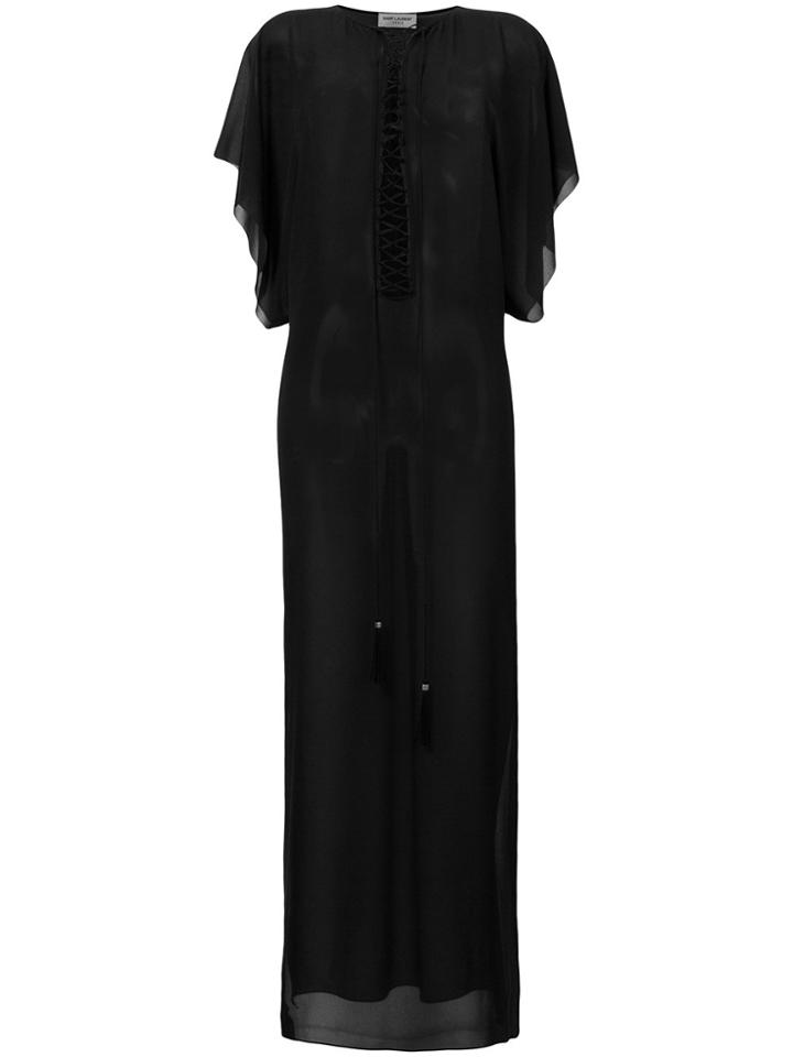 Saint Laurent Semi-sheer Kaftan Dress - Black