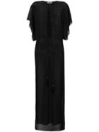 Saint Laurent Semi-sheer Kaftan Dress - Black