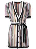 Missoni Striped V-neck Shortsleeved Cardigan, Size: 46, Viscose/wool