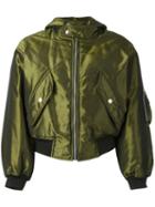 Jean Paul Gaultier Vintage Shiny Hooded Bomber Jacket, Women's, Size: 40, Green