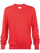 Maison Margiela Classic V-neck Sweater - Red