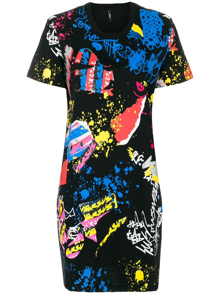 Versus Printed Long T-shirt - Black