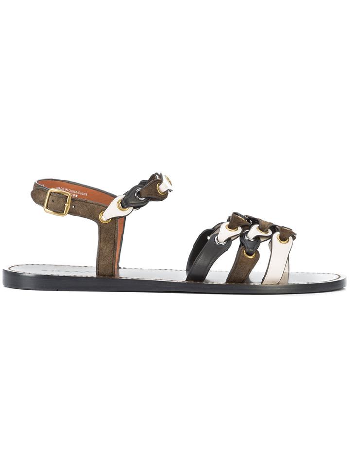 Coach Signature Link Flat Sandals - Brown