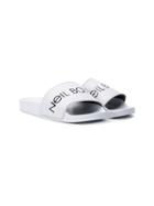 Neil Barrett Kids Printed Logo Pool Slides - White