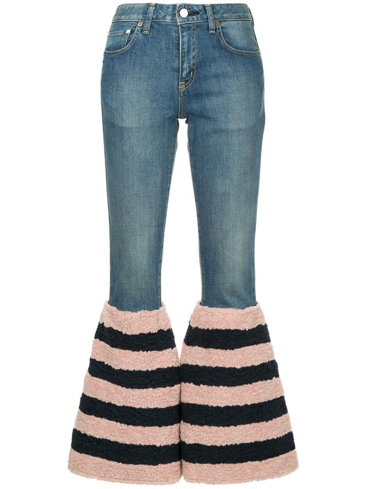 Tu Es Mon Trésor Striped Flared Edge Jeans - Blue