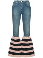 Tu Es Mon Trésor Striped Flared Edge Jeans - Blue