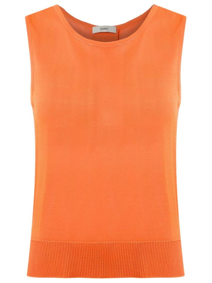 Egrey Round Neck Knit Blouse, Women's, Size: G, Yellow/orange, Viscose