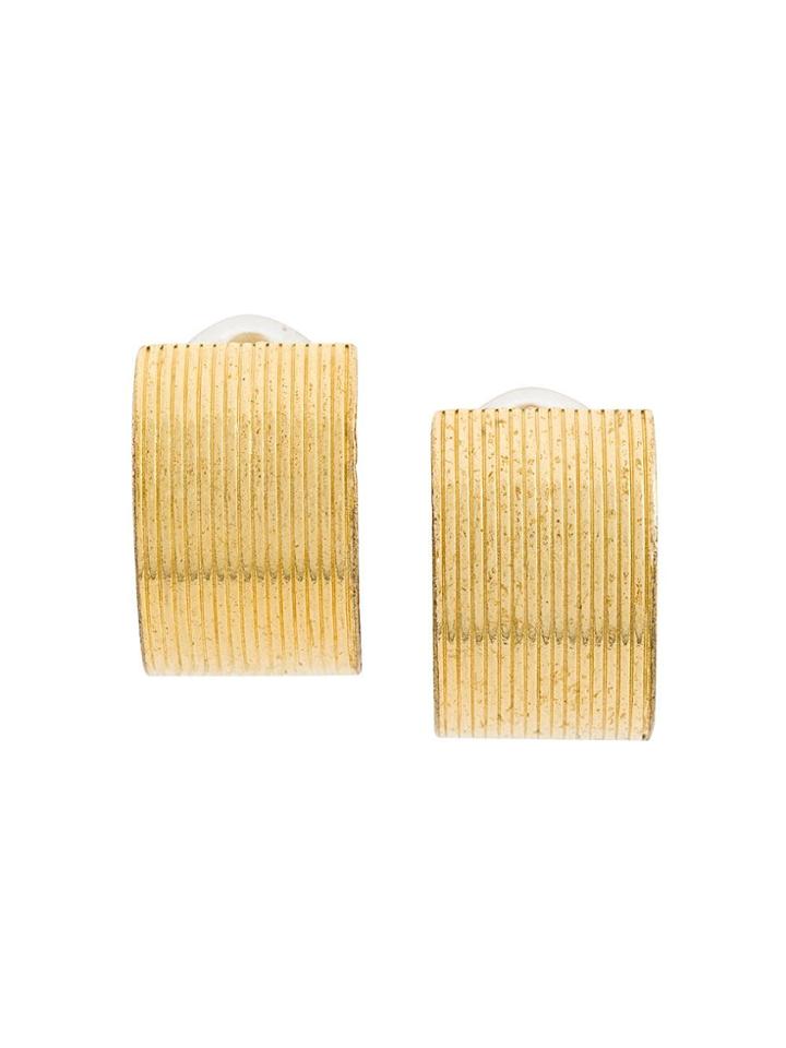 Christian Dior Vintage Textured Half Loop Earrings - Gold