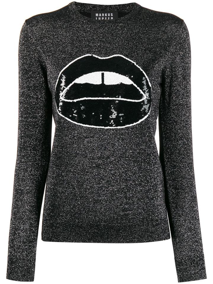 Markus Lupfer Lara Lip Appliqué Jumper - Black