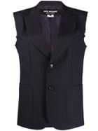 Junya Watanabe Ripped-off Sleeves Striped Jacket - Blue