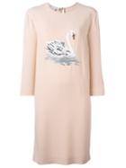 Stella Mccartney Swan Print Dress, Women's, Size: 40, Pink/purple, Spandex/elastane/acetate/viscose