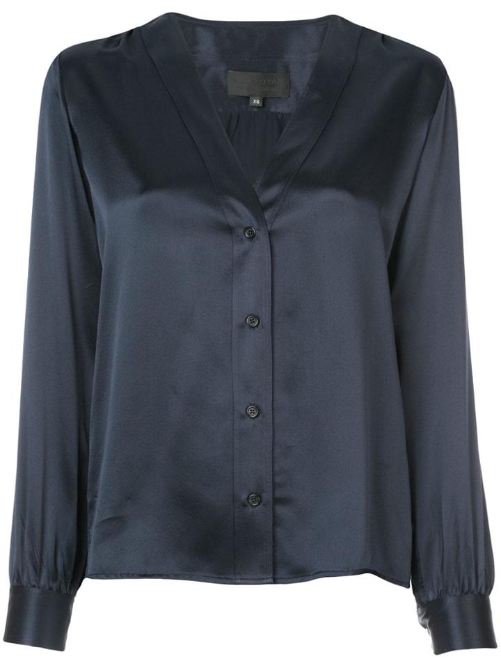 Nili Lotan Elsie Satin Shirt - Blue