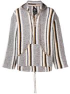 Poan Striped Hooded Sweater - Grey