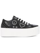 Love Moschino Embellished Platform Sneakers - Black