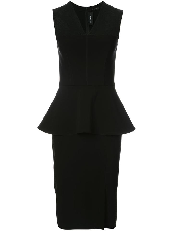 Yigal Azrouel - Crocodile Effect Peplum Dress - Women - Polyamide/spandex/elastane/viscose - 0, Black, Polyamide/spandex/elastane/viscose