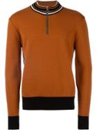 Ami Alexandre Mattiussi Zipped Collar Sweater, Men's, Size: Large, Yellow/orange, Wool