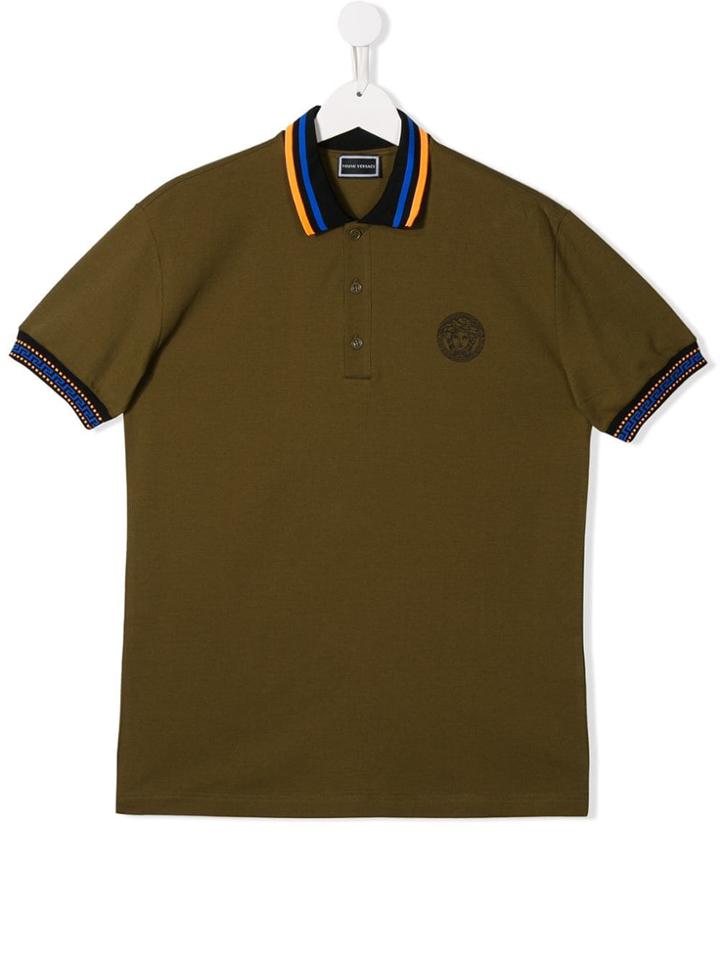 Young Versace Teen Medusa Print Polo Shirt - Green