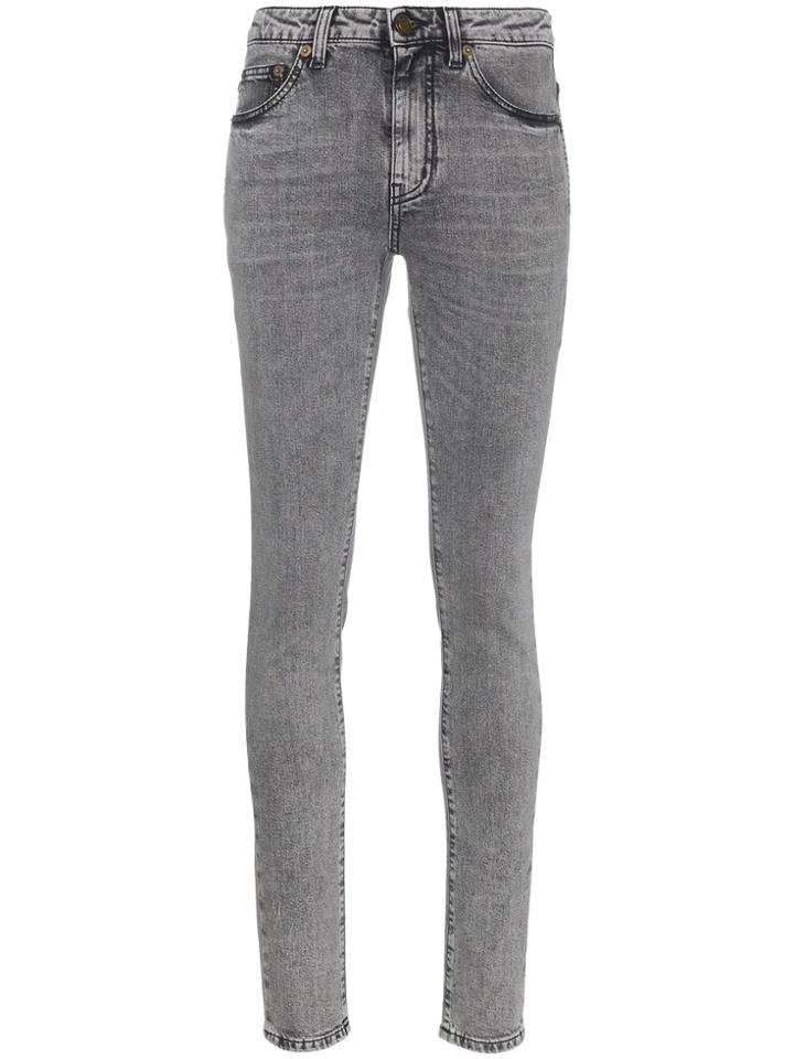 Saint Laurent Skinny Snow Wash Jeans - Grey