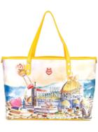 Love Moschino Landscape Print Tote, Women's, Yellow/orange, Polyurethane