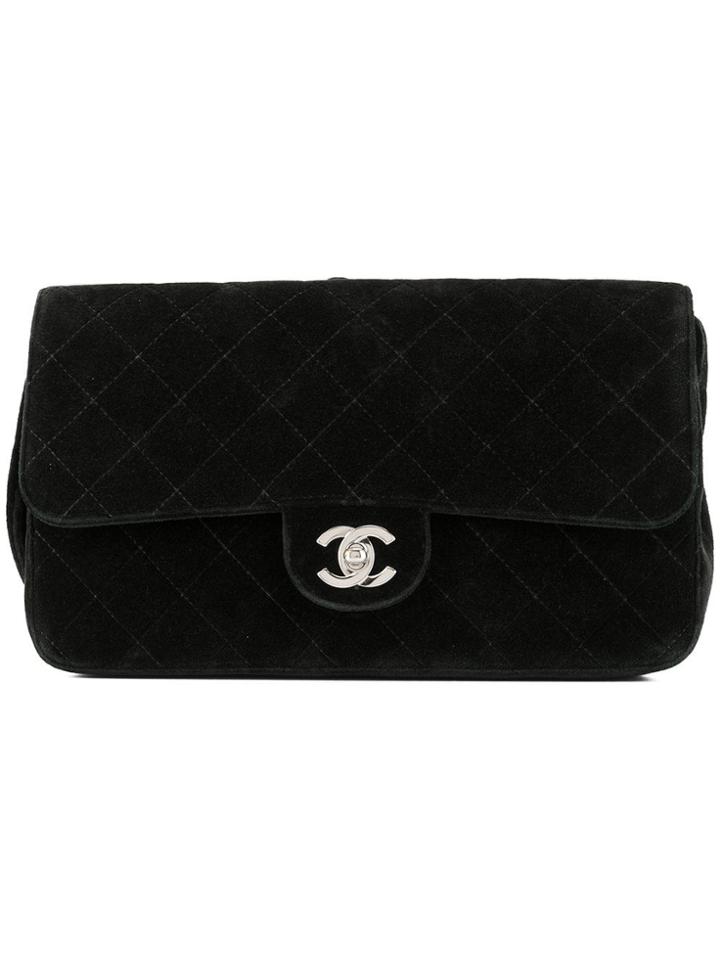 Chanel Pre-owned Quilted Cc Logo Chain Backpack - Black