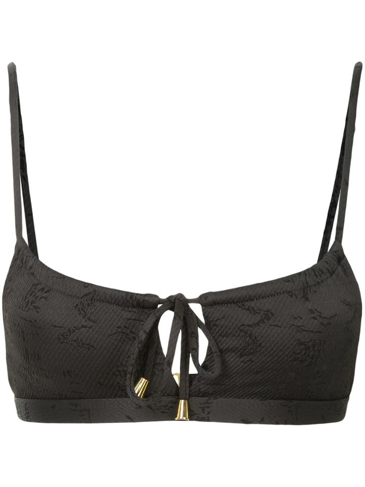 Peony Ink Gathered Bralette Top - Black
