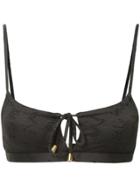 Peony Ink Gathered Bralette Top - Black