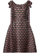 Christian Siriano Shoulder Bow Bee Print A-line Dress - Black