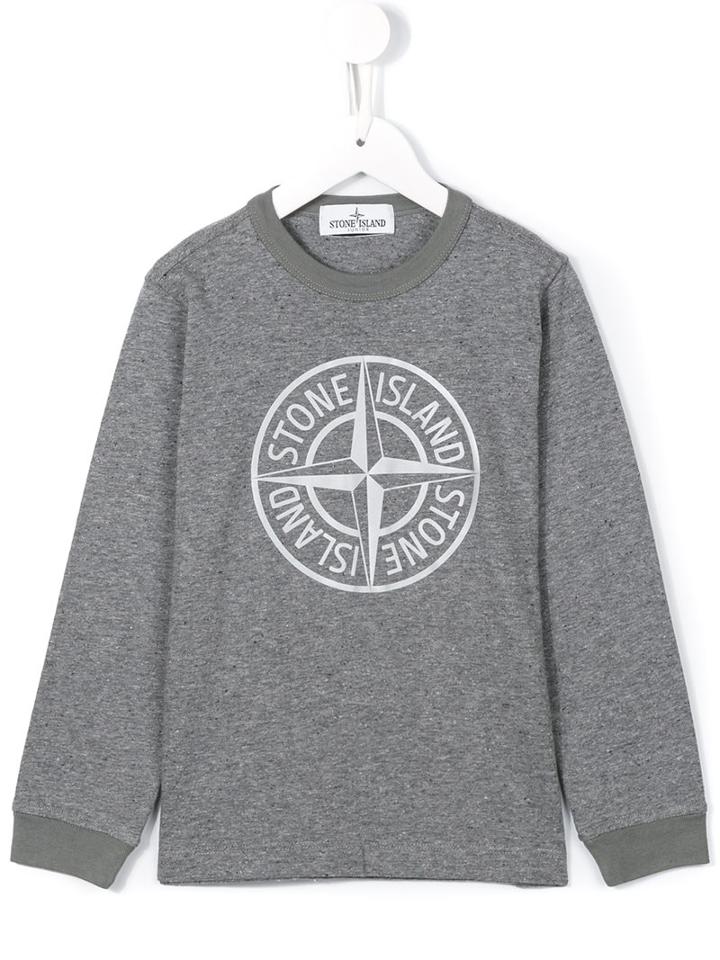 Stone Island Kids Logo Print Sweatshirt, Boy's, Size: 10 Yrs, Grey