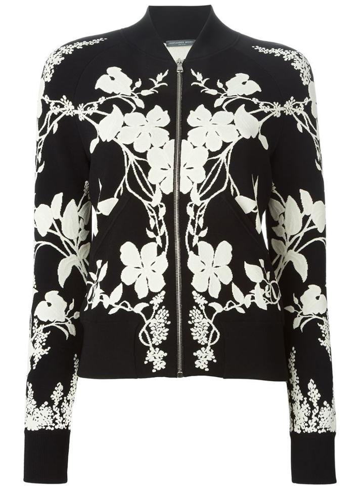 Alexander Mcqueen Floral Knit Bomber Jacket