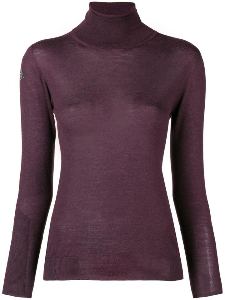 Lorena Antoniazzi Knit Roll Neck Sweater - Pink & Purple
