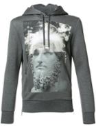 Neil Barrett Printed Hooded Sweater, Men's, Size: Xs, Grey, Viscose