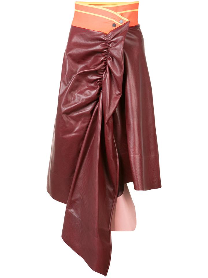 Martina Spetlova - Draped Skirt - Women - Lamb Skin - 6, Red, Lamb Skin