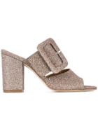 Paris Texas Glitter Buckle Mules - Metallic